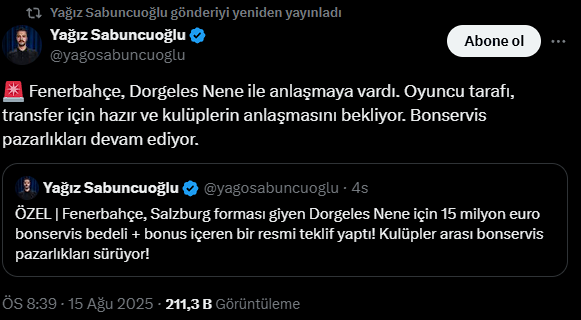 Transfer Süreci ve Güncel Durum