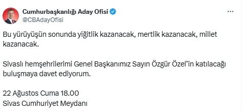 İmamoğlu ve Özgür Özel’den Sivas’a Çağrı