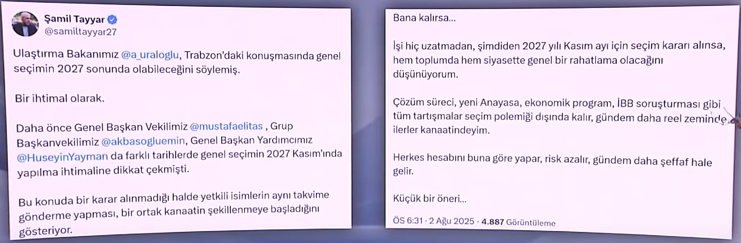 Şamil Tayyar: Erken seçim değil, 2027 Kasım!
