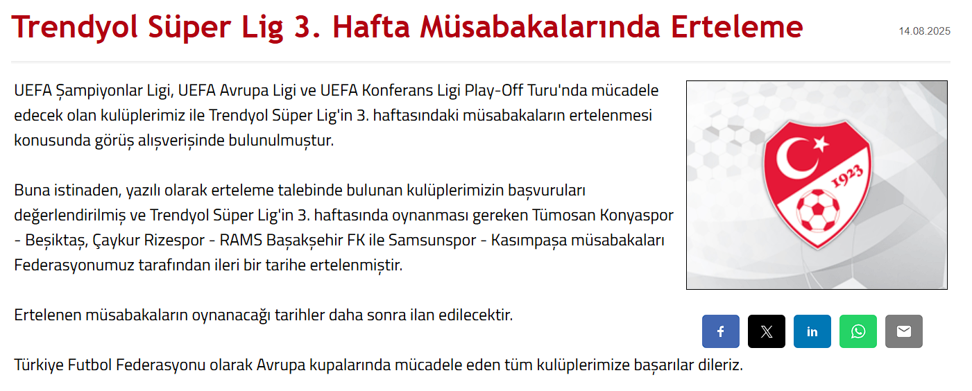 Detaylar ve yeni tarihler