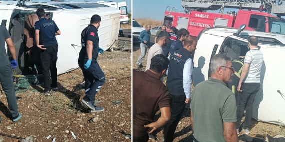 Adıyaman’ın Samsat İlçesinde Devrilen Minibüsteki 12 Kişi Yaralandı
